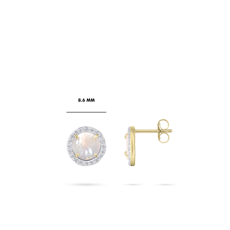 14ct Gold Mother of Pearl & CZ Stud Earrings - John Ross Jewellers