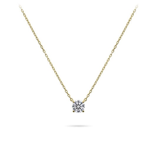 14ct Gold CZ Solitaire Necklace | 4mm - John Ross Jewellers