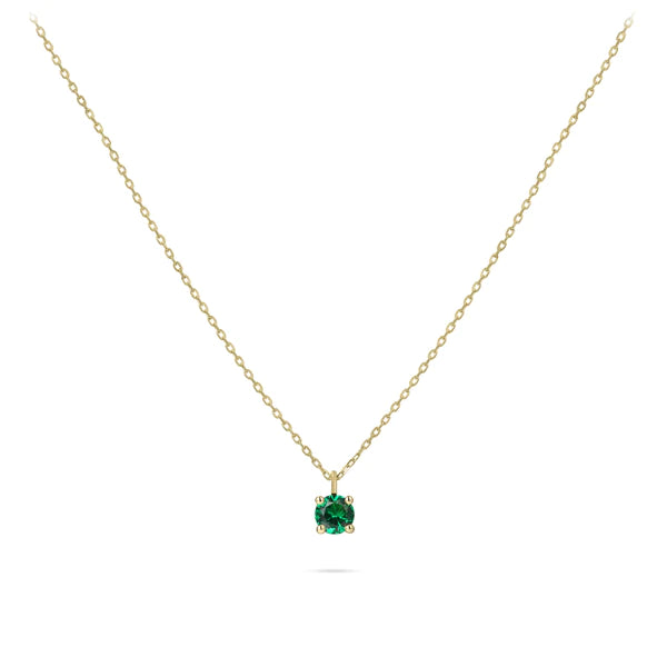 14ct Gold Green CZ Solitaire Necklace | 4mm - John Ross Jewellers