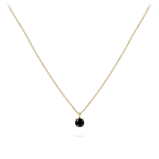 14ct Gold Black CZ Solitaire Necklace | 4mm - John Ross Jewellers