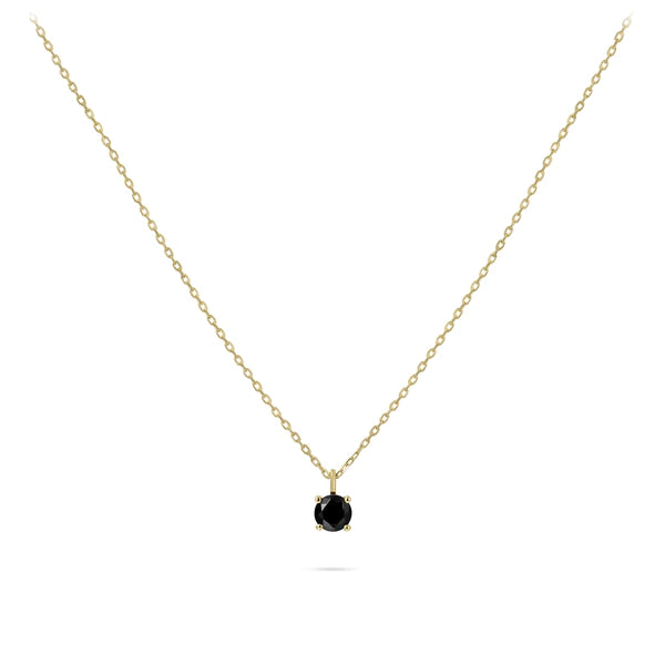 14ct Gold Black CZ Solitaire Necklace | 4mm - John Ross Jewellers