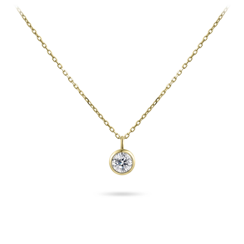 14ct Gold Bezel Set CZ Necklace | 4mm - John Ross Jewellers