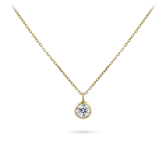 14ct Gold Bezel Set CZ Necklace | 4mm - John Ross Jewellers