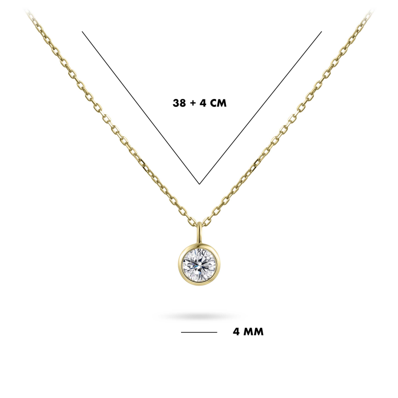 14ct Gold Bezel Set CZ Necklace | 4mm - John Ross Jewellers