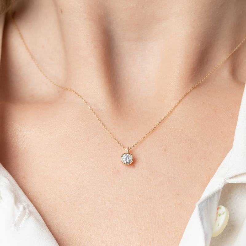 14ct Gold Bezel Set CZ Necklace | 4mm - John Ross Jewellers