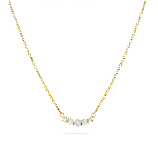 14ct Gold Curved CZ Bar Necklace - John Ross Jewellers