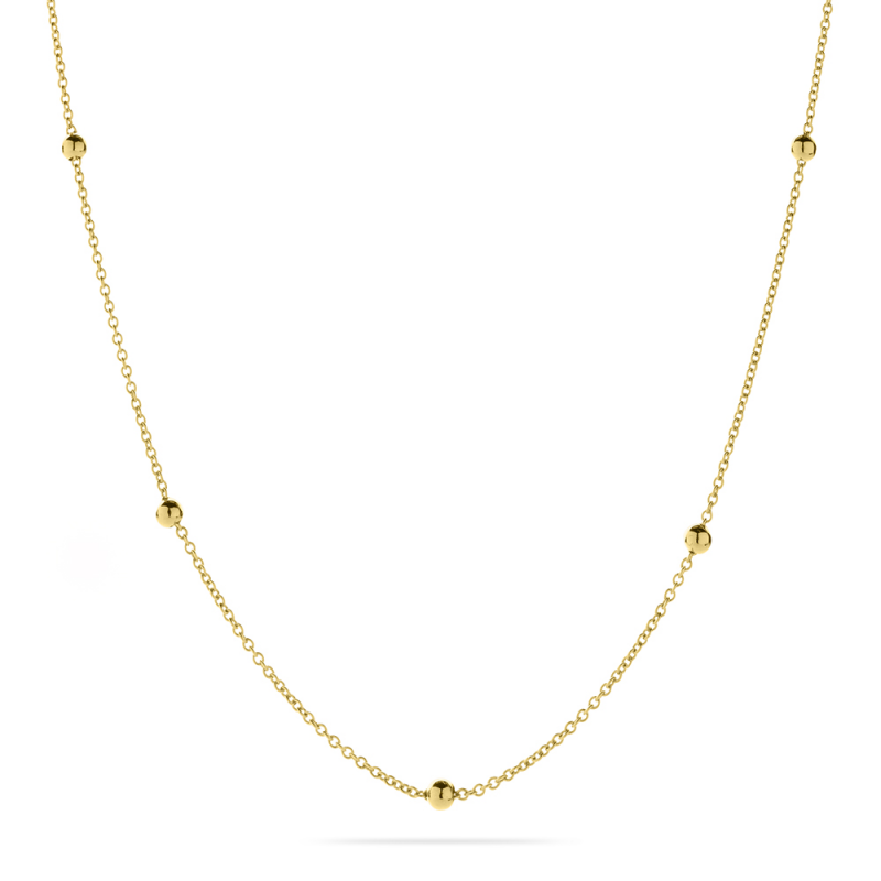 14ct Gold Gold Bead Station Necklace - John Ross Jewellers