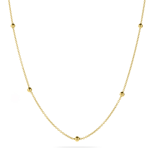 14ct Gold Gold Bead Station Necklace - John Ross Jewellers