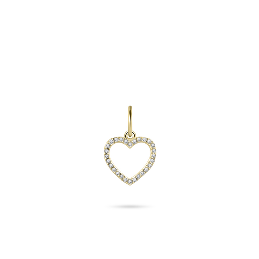 14ct Gold Open Heart CZ Pendant Necklace - John Ross Jewellers