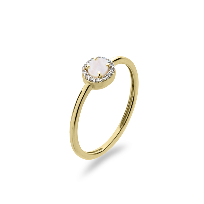 14ct Gold Mother of Pearl & CZ Ring - John Ross Jewellers