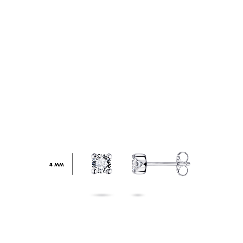 14ct White Gold CZ Stud Earrings | 4mm - John Ross Jewellers