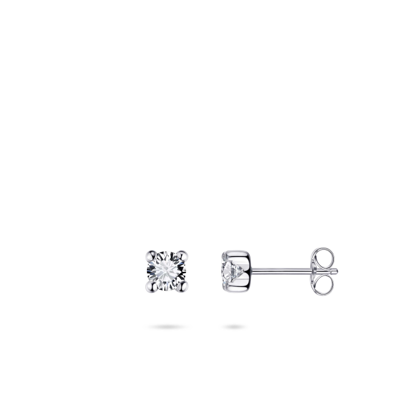 14ct White Gold CZ Stud Earrings | 5mm - John Ross Jewellers