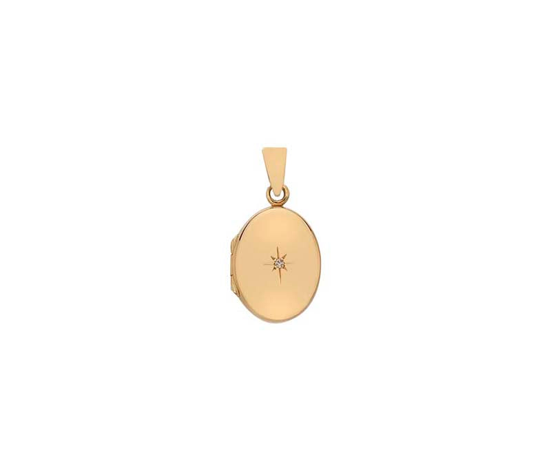 9ct Gold Oval Diamond Set Handmade Locket Necklace | Small - John Ross Jewellers