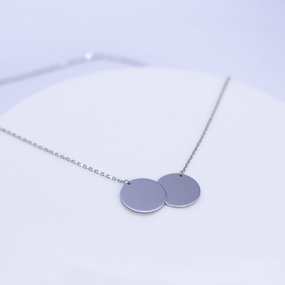 9ct White Gold Double Disc Necklace - John Ross Jewellers