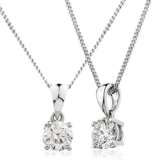 18ct White Gold 0.40ct Solitaire Diamond Pendant - John Ross Jewellers