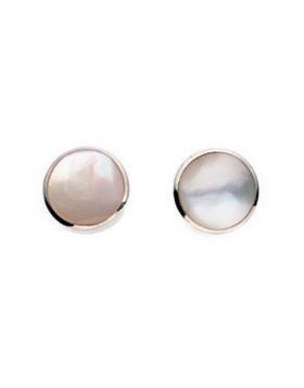 Silver Mother of Pearl Round Stud Earrings - John Ross Jewellers