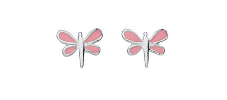 Pink Dragonfly Stud Earrings - John Ross Jewellers