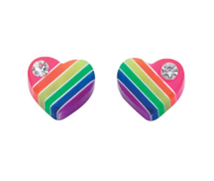 Silver Rainbow Heart Stud Earrings - John Ross Jewellers