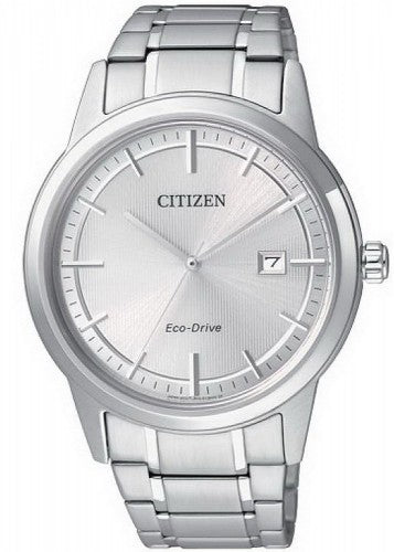 The elegant silver stainless-steel strap makes this a perfect match for casual or dressy attire, while the simple white face set in a 40mm stainless steel case lends a panache that can hold its own on the most formal of occasions. The case rises an assertive 9mm off of the wrist. The dial features silver indices. As one would expect from a Citizen watch, these pieces have much more to offer than an arresting appearance. The watch includes water resistance up to 30 metres and an ecodrive movement.
