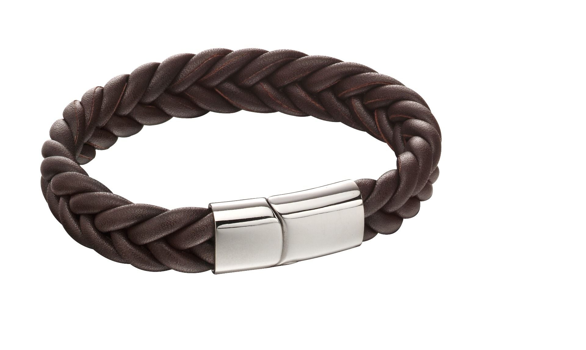 Brown Fibre Silverteel Plaited Bracelet - John Ross Jewellers