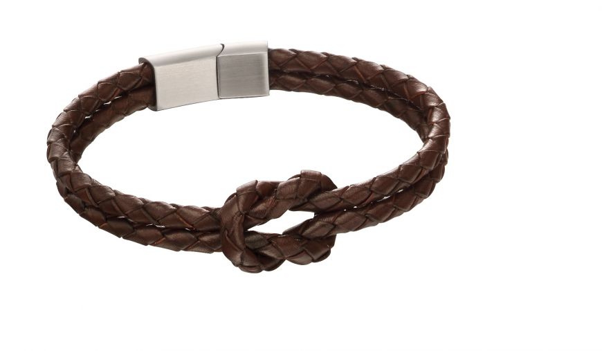 FRED BENNETT Expresso Brown Square Knot Wristband - John Ross Jewellers