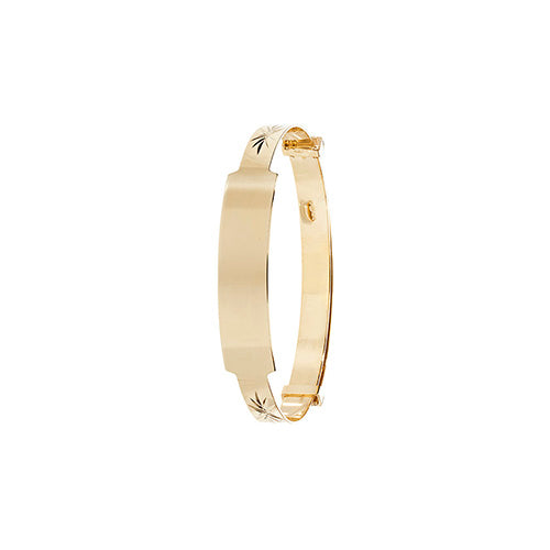 9ct Gold Star Pattern Identity Baby Bangle - John Ross Jewellers