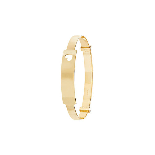 9ct Gold Heart Cut Out Identity Baby Bangle - John Ross Jewellers