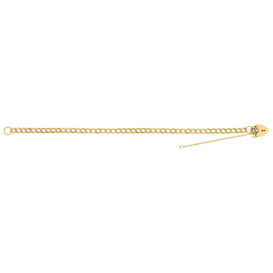 9ct Gold Double Curb Link Charm Bracelet with Lock - John Ross Jewellers