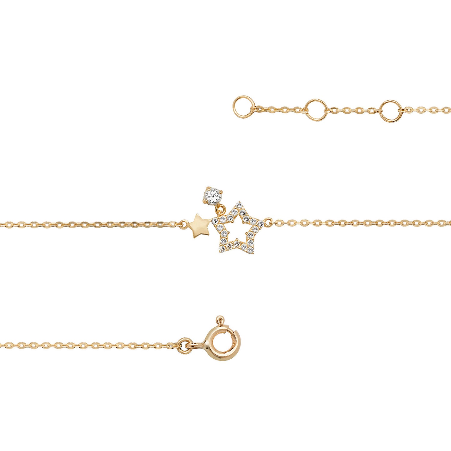 9ct Gold CZ Stars Bracelet - John Ross Jewellers