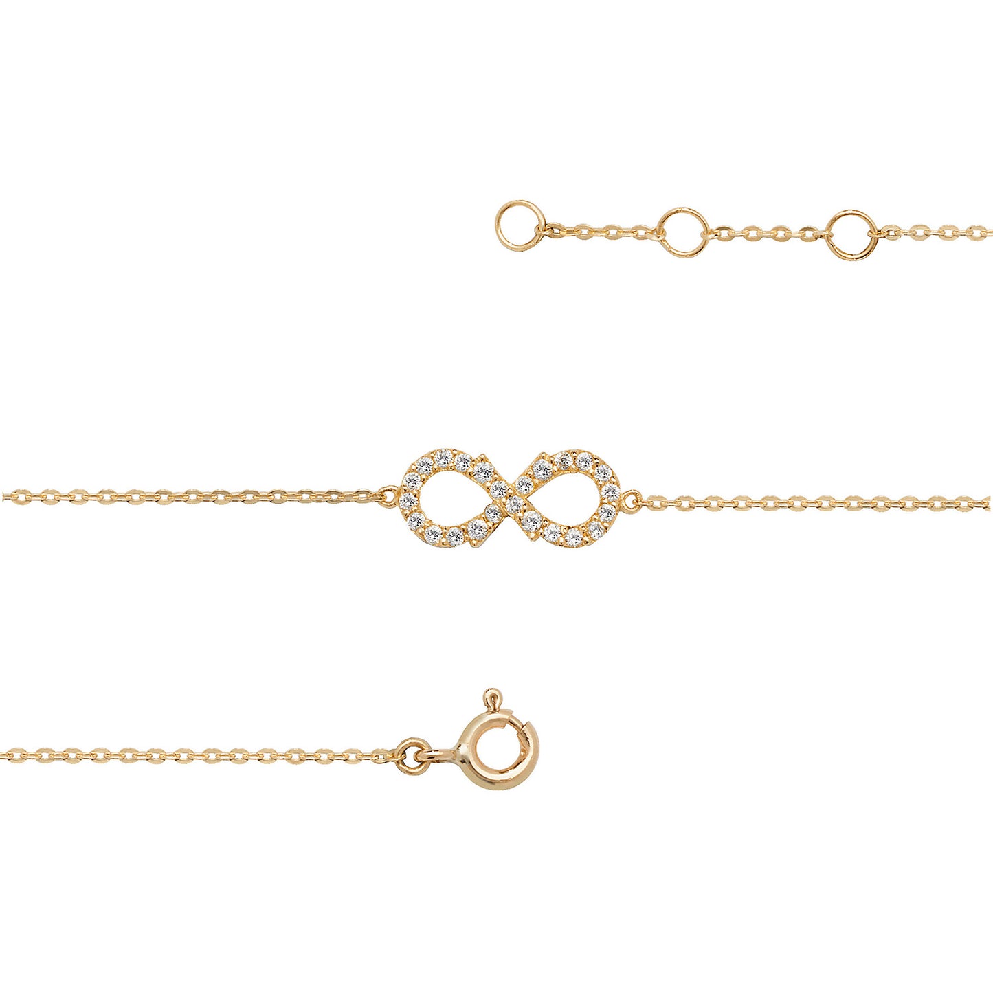 9ct Gold CZ Infinity Bracelet - John Ross Jewellers