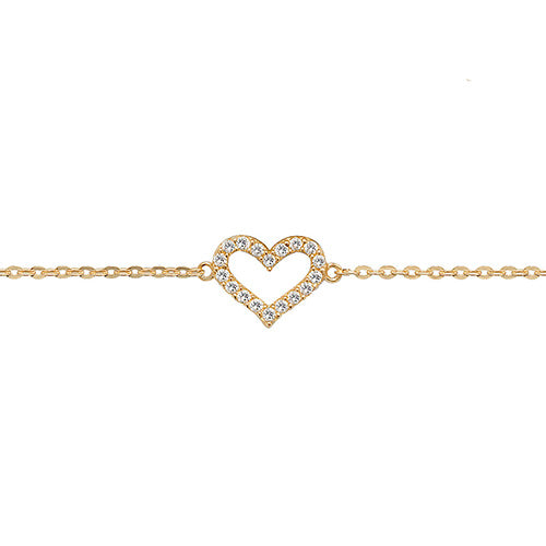 9ct Gold CZ Open Heart Bracelet - John Ross Jewellers