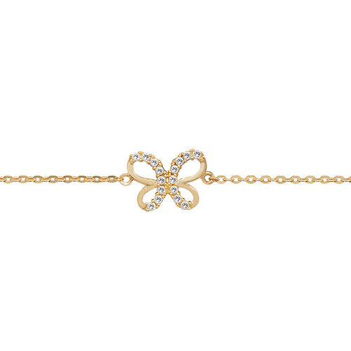 9ct Gold CZ Butterfly Bracelet - John Ross Jewellers