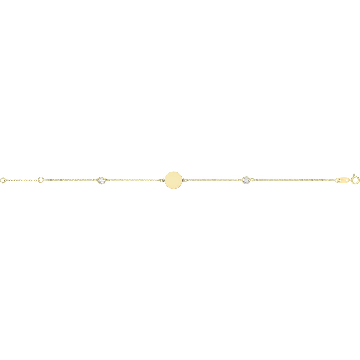 9ct Gold Round Disc & CZ Bracelet - John Ross Jewellers