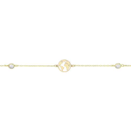 9ct Gold World & CZ Bracelet - John Ross Jewellers