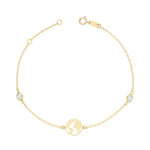 9ct Gold World & CZ Bracelet - John Ross Jewellers