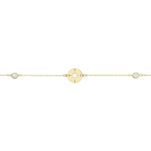 9ct Gold Compass & CZ Bracelet - John Ross Jewellers