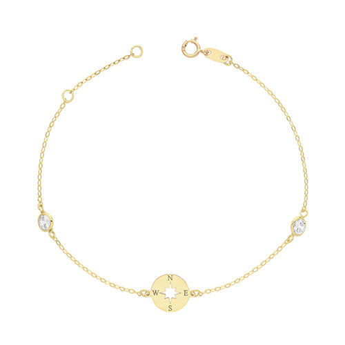 9ct Gold Compass & CZ Bracelet - John Ross Jewellers