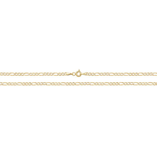 9ct Gold 1+3 Figaro Bracelet - John Ross Jewellers