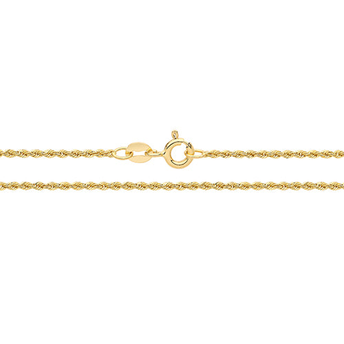 9ct Gold Fine Solid Rope Chain Anklet - John Ross Jewellers