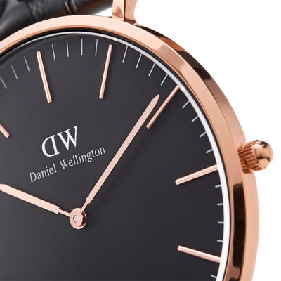 Daniel Wellington Classic Black St Mawes Rose 36mm - John Ross Jewellers