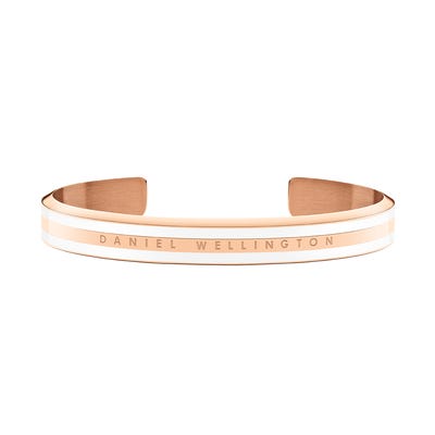 Daniel Wellington Slim Rose Gold Satin White Bangle - John Ross Jewellers