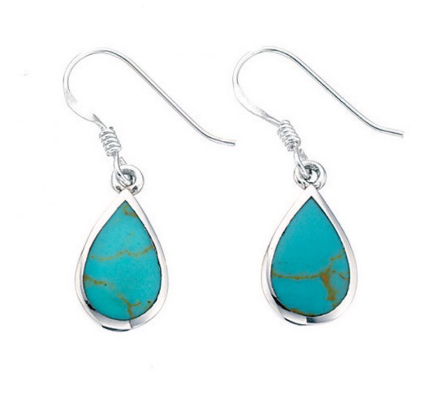 Silver Turquoise Pear Drop Earrings - John Ross Jewellers