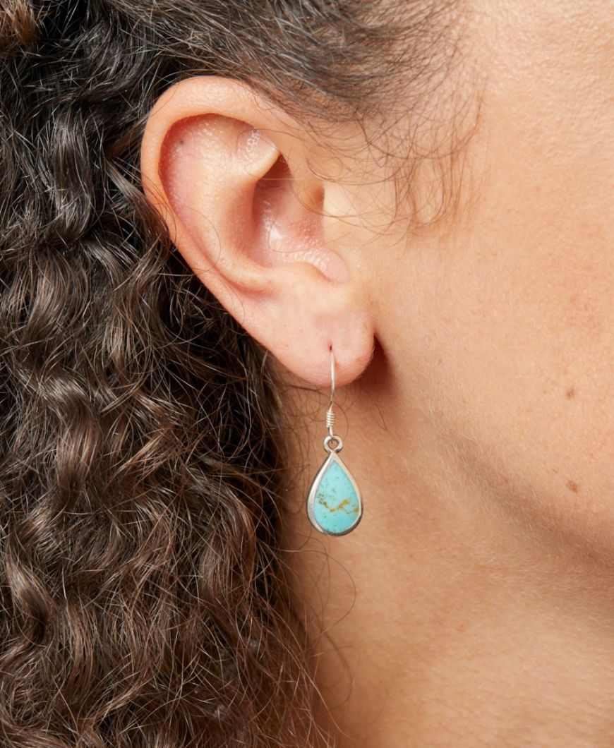 Silver Turquoise Pear Drop Earrings - John Ross Jewellers