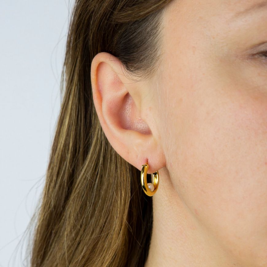Sunshine Pearl Hoop Earrings | 16mm - John Ross Jewellers