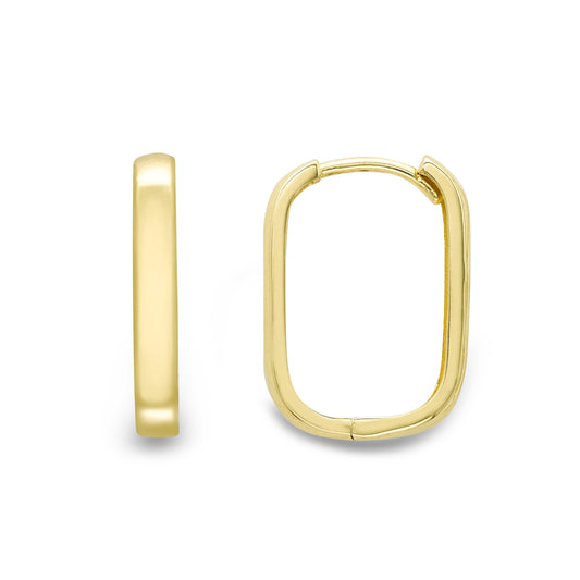 9ct Gold Rectangular Hoop Earrings - John Ross Jewellers