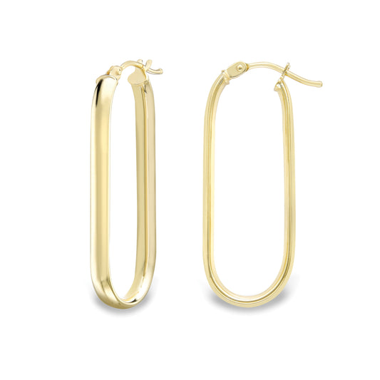9ct Gold Elongated Hoop Earrings - John Ross Jewellers