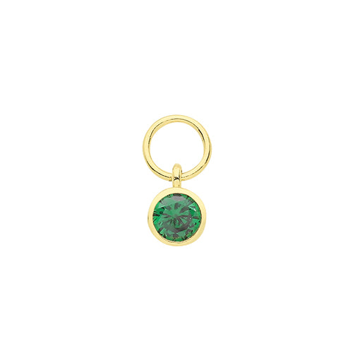 9ct Gold Single Stone Earring Charm | Emerald Green CZ - John Ross Jewellers