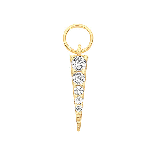 9ct Gold Small Spike Earring Charm | White CZ - John Ross Jewellers