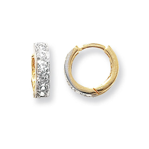 9ct Gold CZ Huggie Hoop Earrings - John Ross Jewellers