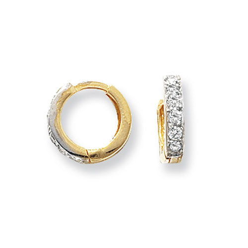 9ct Gold CZ Huggie Hoop Earrings - John Ross Jewellers